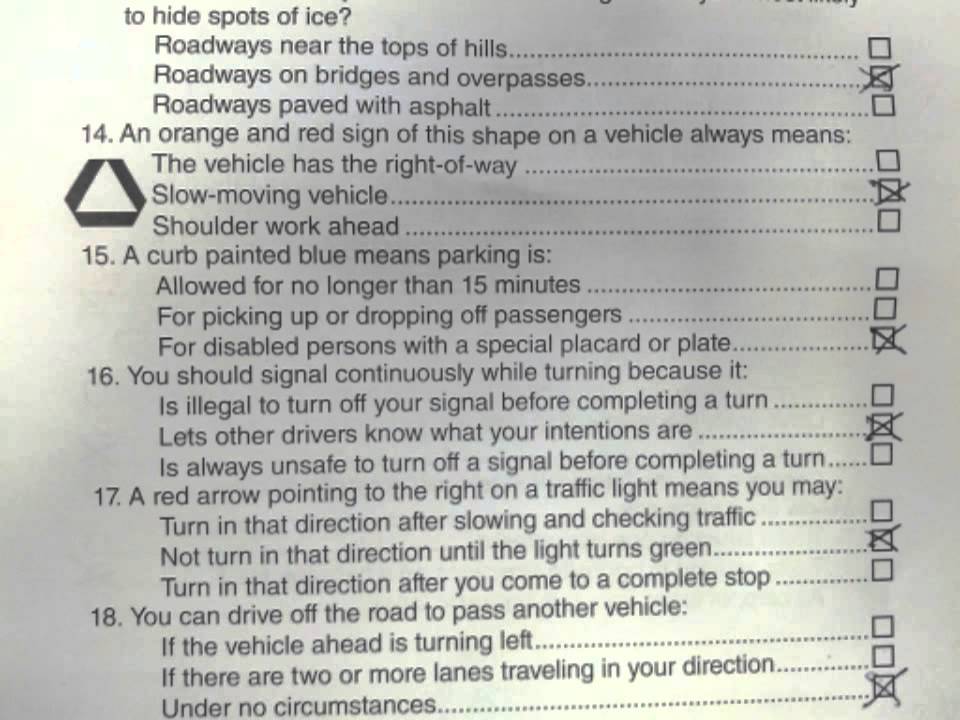 driving test checklist