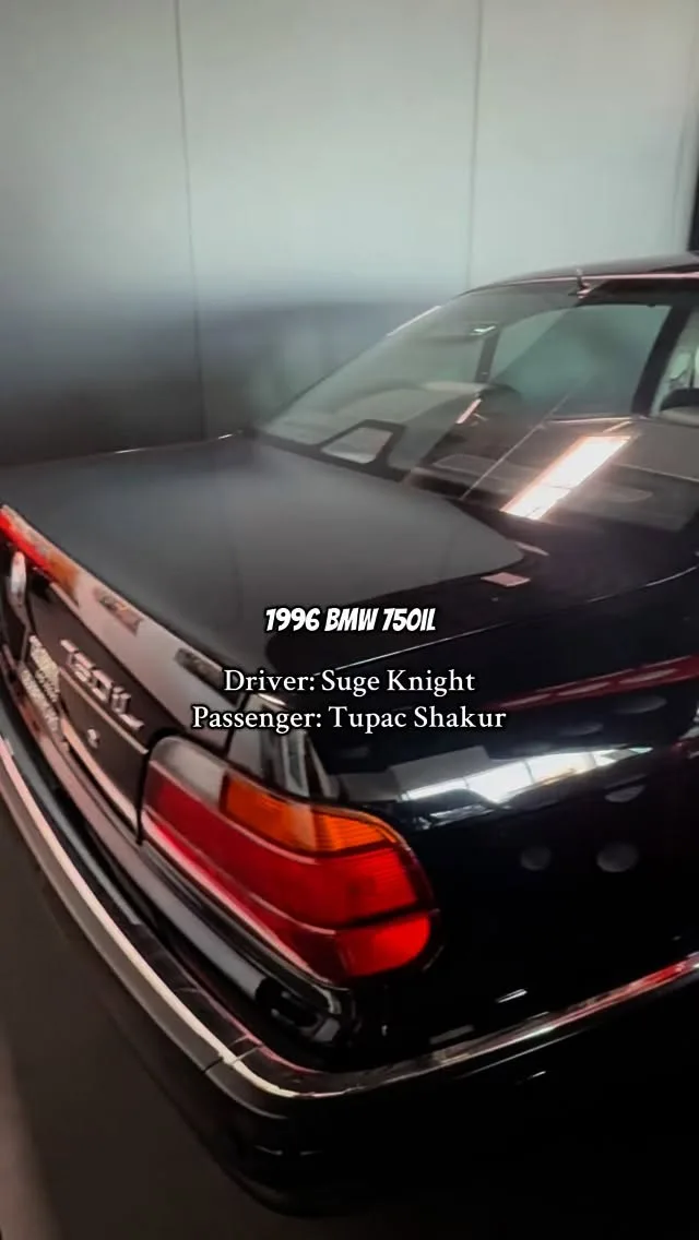 This is the actual car that Rapper @2pac was injured in while riding after a boxing fight at the MGM Grand in Las Vegas. 

It was driven by Death Row Records Founder @officialsugeknight and originally leased by Death Row Records. 
 
The incident occurred Sept. 7, 1996 at 11:15 p.m. Suge and Tupac were stopped at a red light at E. Flamingo Road and Koval Lane. Shakur was injured in the chest, arm and thigh. 

This is the first time the BMW has ever been up for sale or on display since his Tupac’s passing in 1996.

It has been completely restored to the condition it was in prior to his passing and received a new coat of paint. The wheels have been replaced with the same wheels that it had at the time of the incident. The BMW runs great and is in excellent condition.

The BMW has had several owners since the incident and Celebrity Cars in Las Vegas has the vehicle on display in their showroom.

Source: @celebritycars. Thank you for allowing me to shoot! 🎥

#sugeknight #deathrowrecords #2pac #tupacshakur #bmw750il #bmw #riptupac #lasvegas
